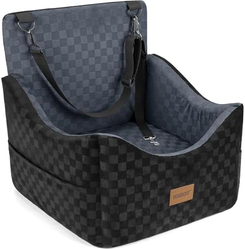 JOEJOY Elevated Dog Car Seat, Small/Medium Up to 35 lbs, Memory Foam Booster, Dark Grey