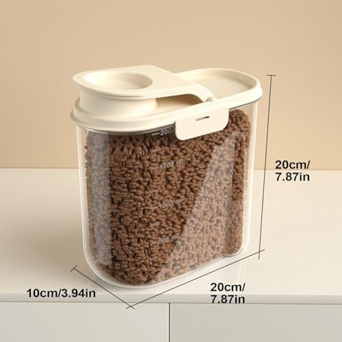 Dog Food Storage 2L Airtight Anti-Moisture Dust-Proof, 2L, Khaki
