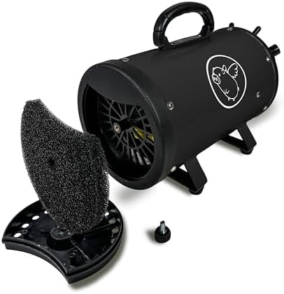 Flying Pig High Velocity Dog Pet Grooming Dryer w/Heater (Flying One, Black w/White Logo)