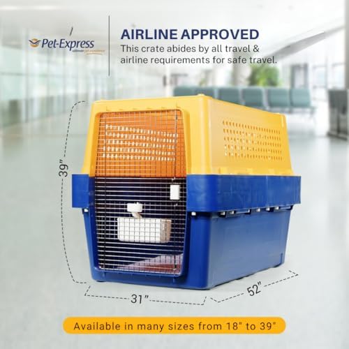 Pet Crate - Durable, Heavy Duty Dog Cat Kennel, Airline Approved Pet Carrier, Pet Palace Dog Kennel, Travel Dog and Cat Crate for Large Dogs Indoor or Outdoor, 7 Sizes