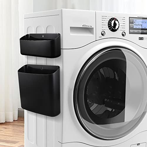 Picowe Magnetic Laundry Storage, Large Lint Holder Bin for Laundry Room, Space-Saving Trash Container Hanging on Dryer, Washer or Wall Mount Trash Bin (Black)