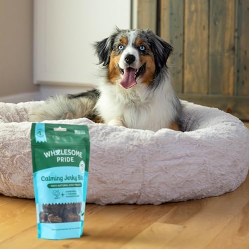 Wholesome Pride Functional Calming Support Turkey Jerky Bites, USA Made Calming Dog Treats - 8 oz