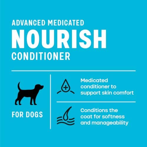 Advanced Medicated Nourish Pet Conditioner, 16 oz - for Dogs and Cats, 3% Chlorhexidine, Supports Skin and Coat Health, Soothes Dry Irritated Skin and Coat, Made in The USA