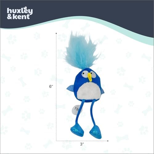 Huxley & Kent Chirpy Interactive Catnip Cat Toy, Bluebird | Touch Activated Chirp Chip with Auto Shut Off, Catnip & Crinkle, Dangly Motion, Soft Plush for Indoor Play