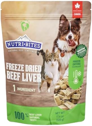 Nutri Bites Freeze Dried Beef Liver Dog & Cat Treats, Single Ingredient