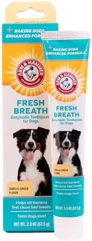 Arm & Hammer Fresh Breath Enzymatic Dog Toothpaste, Vanilla Ginger, 2.5 Oz | Baking soda dental gel eliminates bad breath, safe for daily use in puppies and adult dogs
