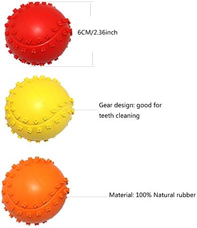 Squeaky Dog Toys, Non-Toxic Rubber Play Balls - Interactive & Training Chew Toy for Puppy & Small/Medium Dogs (6cm Tennis Pack of 4)