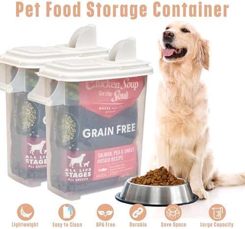 Buddeez Pet Food Storage Dispensers, 2-Pack, 8 Gallon, White Lid