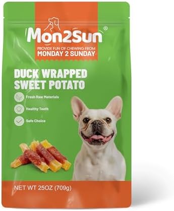 MON2SUN Dog Treats, Rawhide-Free Duck Wrapped Sweet Potato, 25 oz