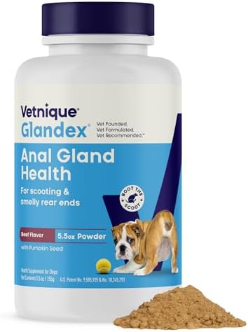 Vetnique Glandex for Dogs Anal Gland Powder, Scooting Fiber 5.5oz Beef
