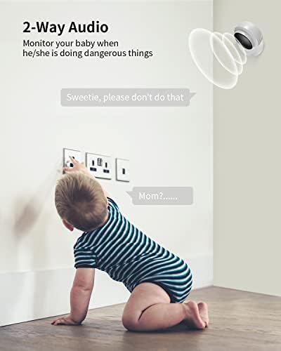 BJS Baby Monitor with Camera and Audio, 1080P Indoor Home Camera with Sound and Motion Detection, Baby/Pet Elder/Nanny, Infrared Night Vision (1 Pack), White (BM-A-1)
