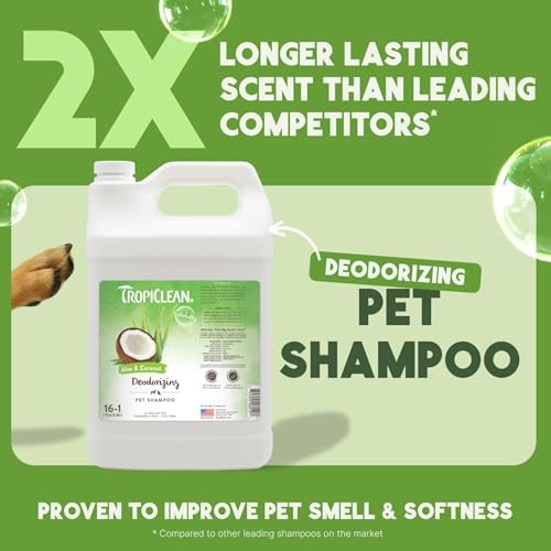 TropiClean Deodorizing Dog Shampoo for Smelly Dogs, Made in USA, 1 Gallon