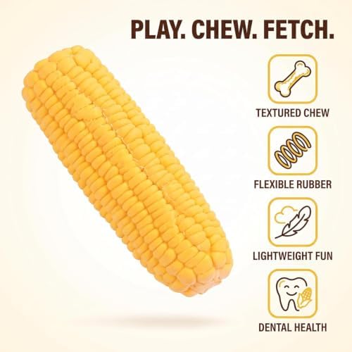 1Pc Yellow Pet Dog Puppy Latex Corn Shape Squeaky Bite-Resistant Interactive Play Chew Toy Pet Supplies Dog Toy Corn, Toys Aggressive Chewers for Small/Medium/Large, Squeak Toys