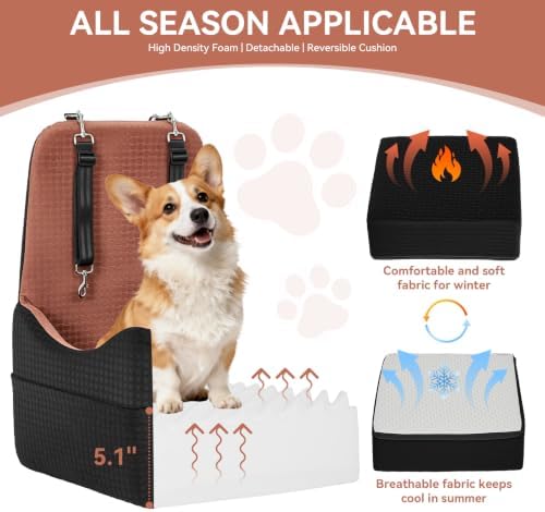 PETSFIT Dog Booster Car Seat - Patented Safety System, 5in Elevated Pad