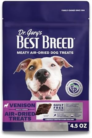 Dr. Gary's Best Breed Air-Dried Dog Treats & Food Topper – New Zealand Venison, Single Protein for Sensitive Dogs, Grain-Free (4.5 oz)