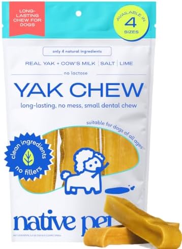 Native Pet Yak Cheese Himalayan Dog Chews - Long Lasting Dental Sticks for Small Breeds– 100% All Natural Himalayan Yak Chews for Small Dogs – Cheese Bone for Aggressive Chewers - 5 Per Pack