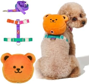 PETHROOM x Wiggle Wiggle Dog Backpack Harness with Leash, Bear-Shaped, Large