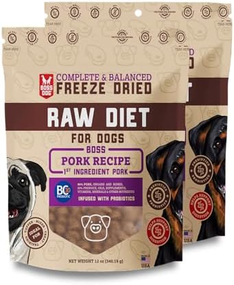 Boss Dog Freeze Dried Raw Diet (Dogs), Pork Recipe, 12 oz Bag (Bag of 2)