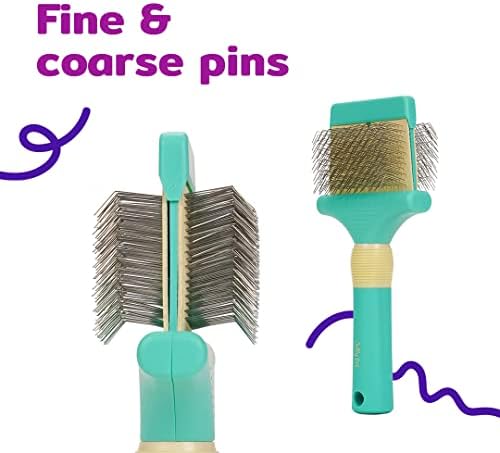 Jelly Pet Double Sided Slicker Brush, Longer Pins, Flexible Head, Fine/Coarse Sides, Removes Unwanted Tangles, Made in USA, Medium, Pink