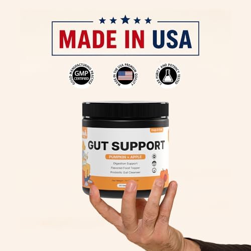 Pumpkin Gut Support for Dogs – Digestive Health Supplement with Natural Fiber & Probiotics, 30 Servings | Kubi Pets (30)