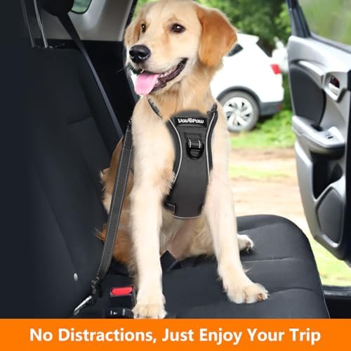 VavoPaw Dog Seat Belt Vest Harness for Car, 2 in 1 Seatbelt Buckle