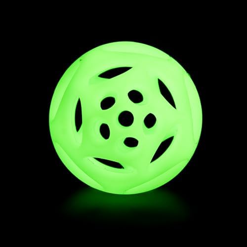 Chew King by Mammoth Glow-in-the-Dark Dog Fetch Balls (2-Pack), Lattice Rubber Fetch Toys for Night Play, High Bounce, Rechargeable Under Any Light, Large 4.5"