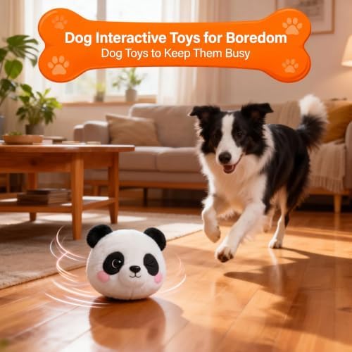 Interactive Dog Toy, 3 Modes Bouncing Talking Squeaky Dog Toy(Panda) | Cozisvoker Electric moving dog toy with Automatic Bouncing, Singing and Recording Functions for Small Medium Large Dogs