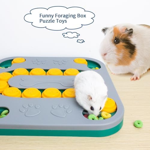 Guinea Pig Foraging Treat Puzzle Box, Large Rabbit Hide Treats Snuffle Box Bunny Toys, 4 in 1 Interactive Treat Dispenser for Rabbits, Bunny, Guinea Pig, Dog Mental Stimulation