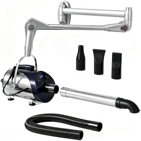 High Velocity Blow Dryer for Dogs Wall-Mounted,6.0HP (WHD-2800S) | 8 Speed & Heat, Ultra Quiet, Polished Silver Stainless Steel, Wall Mount, Salon Kennel Home Use, Dual Heat Protection
