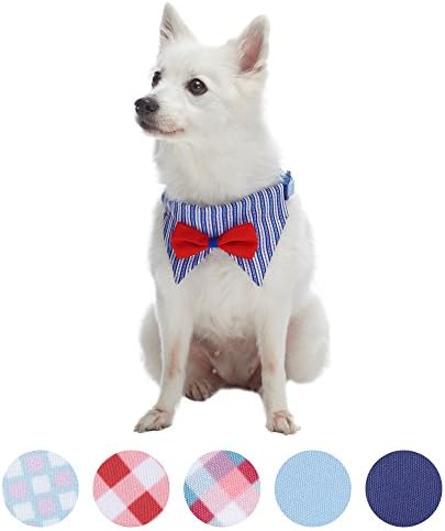 Blueberry Pet Iconic High Street Fashion Adjustable Dog Bandana Collar with Bow Tie, Medium, Neck 14.5"-20"