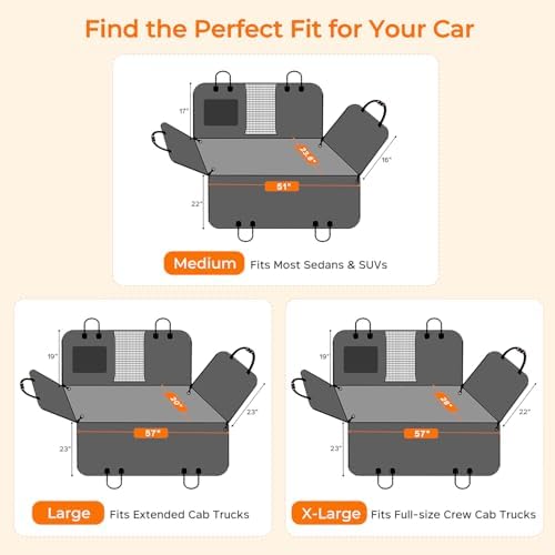 URPOWER Hard Bottom Dog Car Seat Cover - Back Seat Extender with Blanket