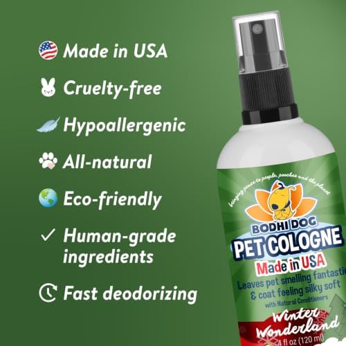 Bodhi Dog Premium Dog Cologne - Deodorizing Dog Perfume & Conditioner for Dogs & Cats - Natural Long Lasting Spray for Pets - Gentle & Safe Formula, Made in USA (Winter Wonderland 4 Fl Oz)