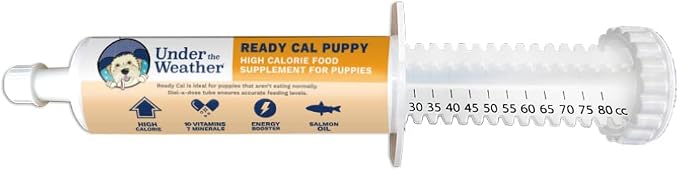 Under the Weather Pet | Ready Cal for Puppy | High Calorie Pet Nutritional Supplement for Weight Gain & Healthy Weight Maintenance | 10 Vitamins, 7 Minerals, Omega Fatty Acids & Carbohydrates | 80cc