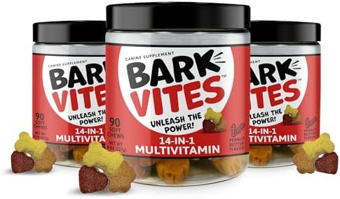 14-in-1 Dog Multivitamin Soft Chews, Peanut Butter, 270 Count | Turmeric, Quercetin, Omegas & Minerals, Supports Immunity, Skin & Coat, Gut Health & Energy, NASC Member