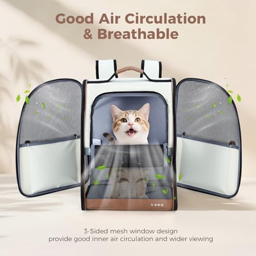 Lekereise Cat & Dog Backpack Carrier, Breathable Mesh, Small/Medium/Large Up to 25 lbs