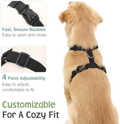 VavoPaw Dog Seat Belt Vest Harness for Car, 2 in 1 Seatbelt Buckle
