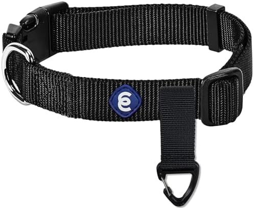 Blueberry Pet Essentials Small Dog Collar & Key Holder Set | Adjustable Black Nylon Collar for Small Dogs | Classic Solid Color Design with Matching Accessory