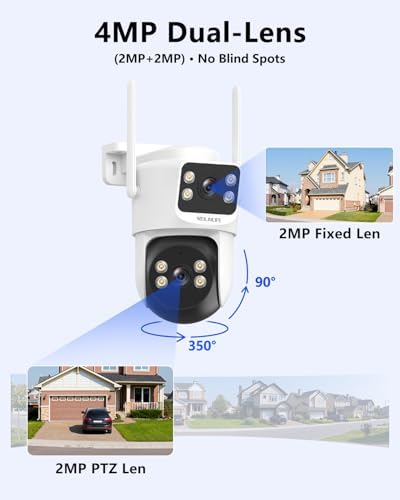 WEILAILIFE 【2-Way Audio】 4MP Extend PTZ Security Cameras Wireless Outdoor