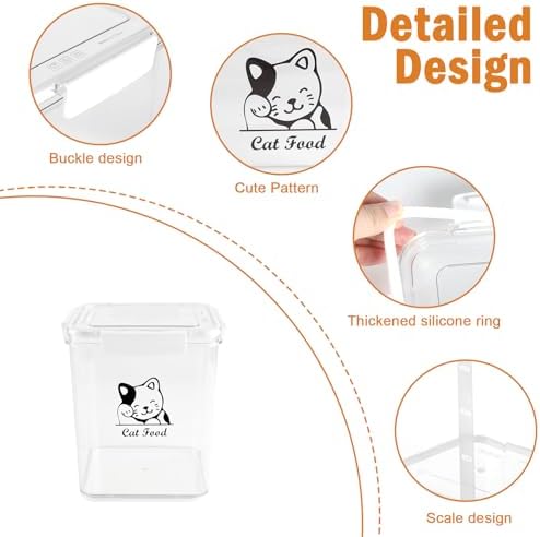 Cat Food Storage Container|Airtight Cat Food Container with Spoon |5.8lbs Pet Food Storage Container|Hold Up to Cat Food Storage Containers|Portable Cat FoodStorage Containers for Travel| BPA Free