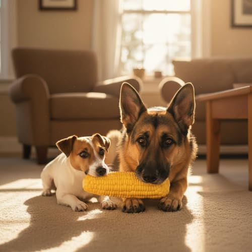 Jinshining Yellow Dog Puppy Latex Corn-Shaped Squeaky Bite-Resistant Interactive Chew Toy - for Aggressive Chewers, Small/Medium/Large Dogs