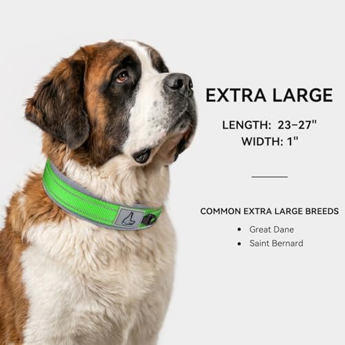 Joytale Reflective Dog Collar for XLarge Dogs with Wide Padding, Green
