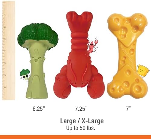 Nylabone Power Chew Toy Bundle, Dog Toys for Aggressive Chewers, 3 Pack | Dog chews toys for large dogs up to 50 lbs, filet mignon, cheese, and bacon flavors, textures to clean teeth