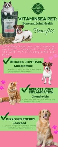 VITAMINSEA Micronutrients for Dogs | Dried Norwegian Kelp Seaweed Supplement | All Natural Food Additives | Rockweed Flakes w/Glucosamine, Chondroitin, White Willow Bark | Bone & Joint Health | 6 oz
