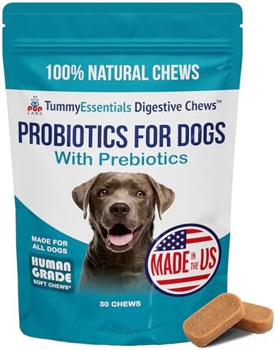 Pup Labs Tummy Essentials Probiotic Chews for Dogs, Supports Gut Health for Dogs and Firm Stools, Helps Eliminate Digestive Dysfunction, Dog Probiotics Made in The USA, 30 Chews