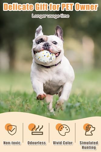 Moonorange 2Pcs Bone Dog Balls+Rugby Dog Toys for Aggressive Chewers, Indestructible Tennis Balls for Dogs (Bone+Rugby)