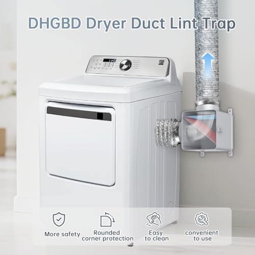 90° Dryer Lint Trap – Indoor Secondary Lint Trap for Dryer with 4" x 8FT Vent Hose, Dryer Duct Lint Trap Box & Stainless Filters, Dryer Lint Catcher for Electric & Gas Dryers(Metal)