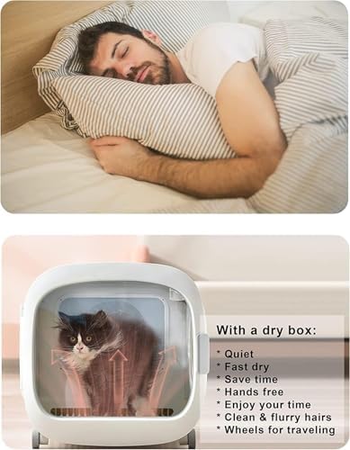 Automatic Pet Dryer Box ， Ultra Quiet Dog Hair Dryer with Wheels Smart Control for Temp Time Wind Speed and 360 Drying