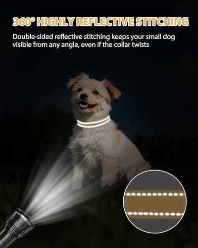 Joytale Feather-Light Dog Collar for Small & Medium Dogs, 3/4", Khaki
