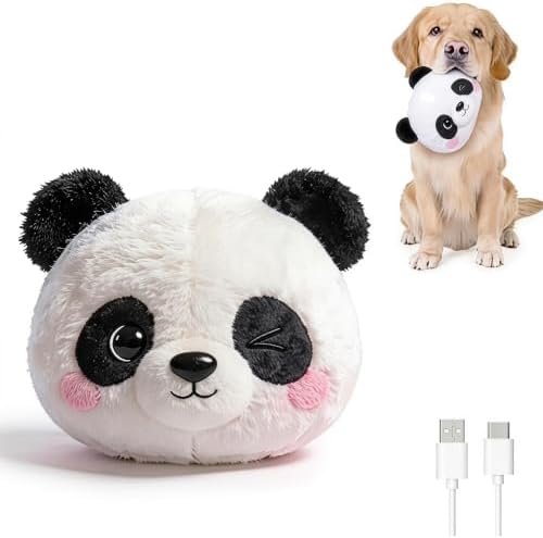 Interactive Dog Toy, 3 Modes Bouncing Talking Squeaky Dog Toy(Panda) | Cozisvoker Electric moving dog toy with Automatic Bouncing, Singing and Recording Functions for Small Medium Large Dogs