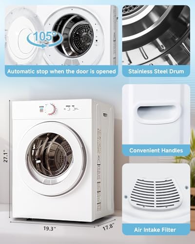 Feelfunn 1020W Portable Clothes Dryer with 4 Automatic Drying Modes